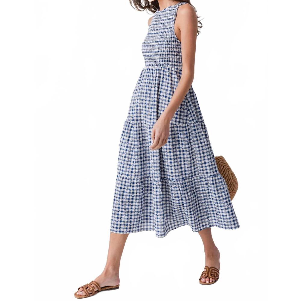 NEW THML sleeveless gingham dress in blue /white - Picture 3 of 4